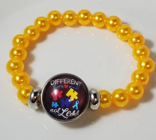 POLLY Bracelets B966 Yellow Pearl Different Not Less Autism Awareness Bracelet