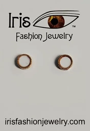 POLLY Earrings E1201 Gold White Circle Magnetic Earrings