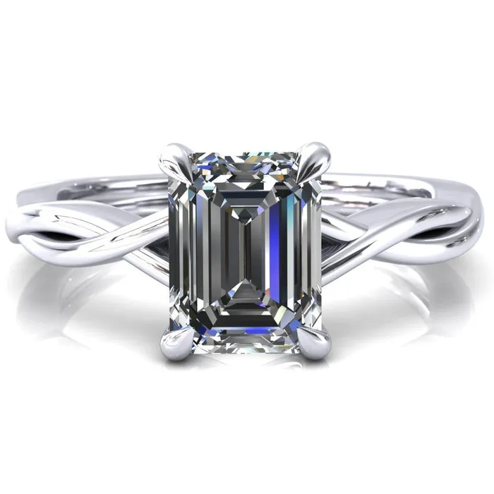 Rings Fire Brilliance Lucia Emerald Moissanite 4 Claw Prong 12 Infinity Solitaire Ring Engagement Ring