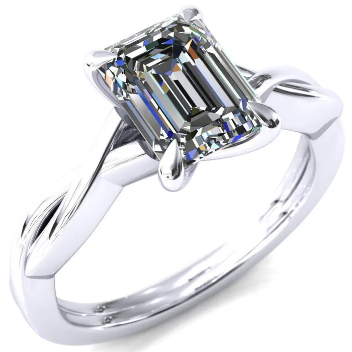 Rings Fire Brilliance Lucia Emerald Moissanite 4 Claw Prong 12 Infinity Solitaire Ring Engagement Ring