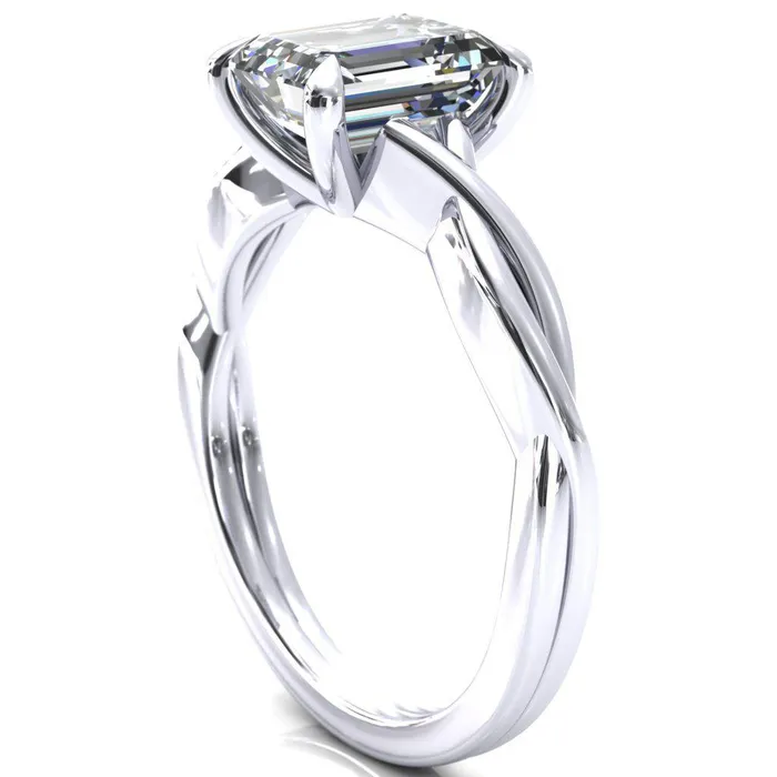 Rings Fire Brilliance Lucia Emerald Moissanite 4 Claw Prong 12 Infinity Solitaire Ring Engagement Ring