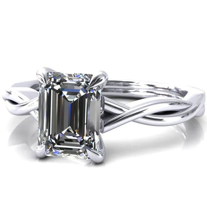 Rings Fire Brilliance Lucia Emerald Moissanite 4 Claw Prong 12 Infinity Solitaire Ring Engagement Ring