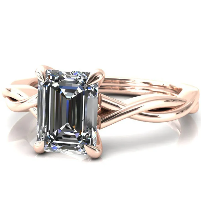 Rings Fire Brilliance Lucia Emerald Moissanite 4 Claw Prong 12 Infinity Solitaire Ring Engagement Ring