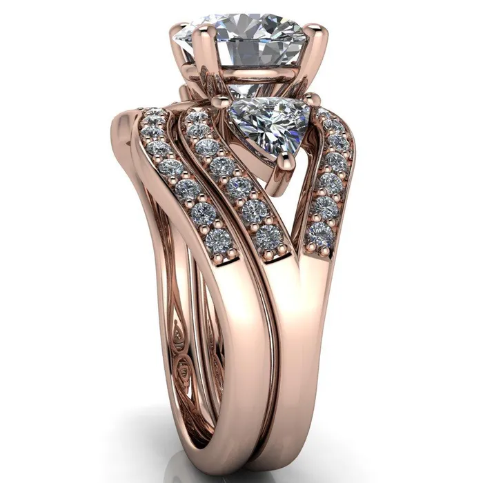 Rings Kassandra Round Center Stone 4 Prong Trillion Moissanite Side Split Shank Accent Engagement Ring Fire Brilliance 