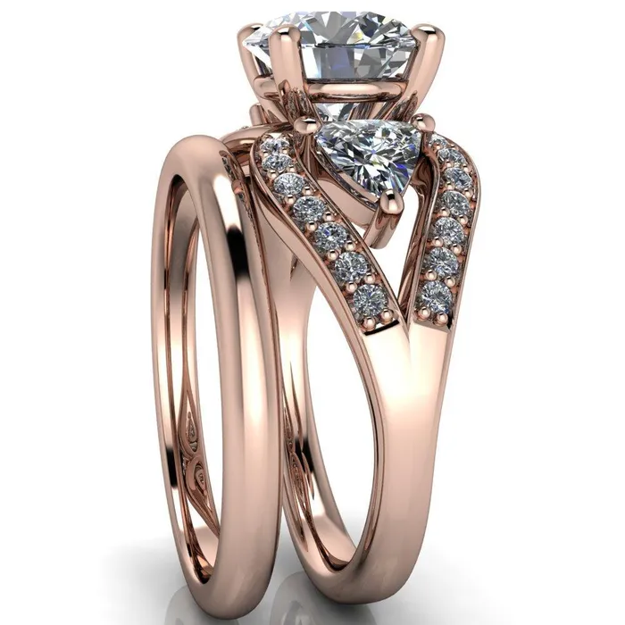 Rings Kassandra Round Center Stone 4 Prong Trillion Moissanite Side Split Shank Accent Engagement Ring Fire Brilliance 