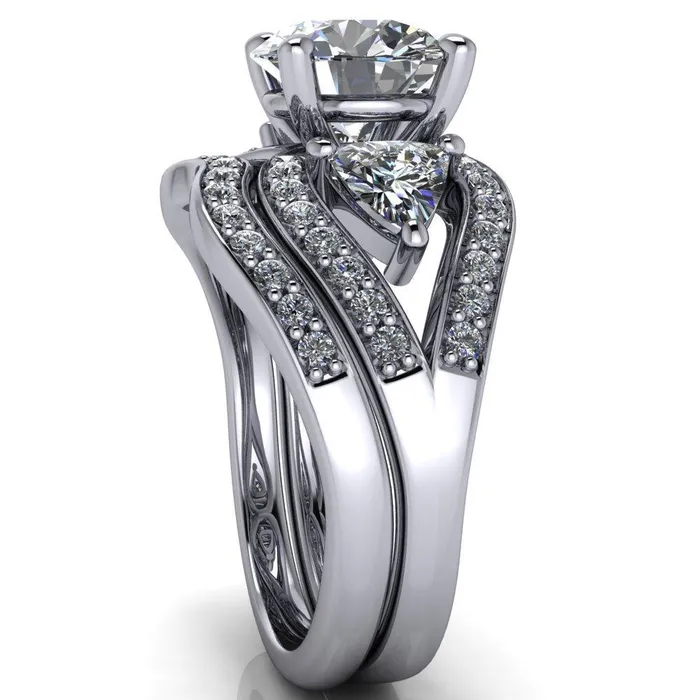Rings Kassandra Round Center Stone 4 Prong Trillion Moissanite Side Split Shank Accent Engagement Ring Fire Brilliance 