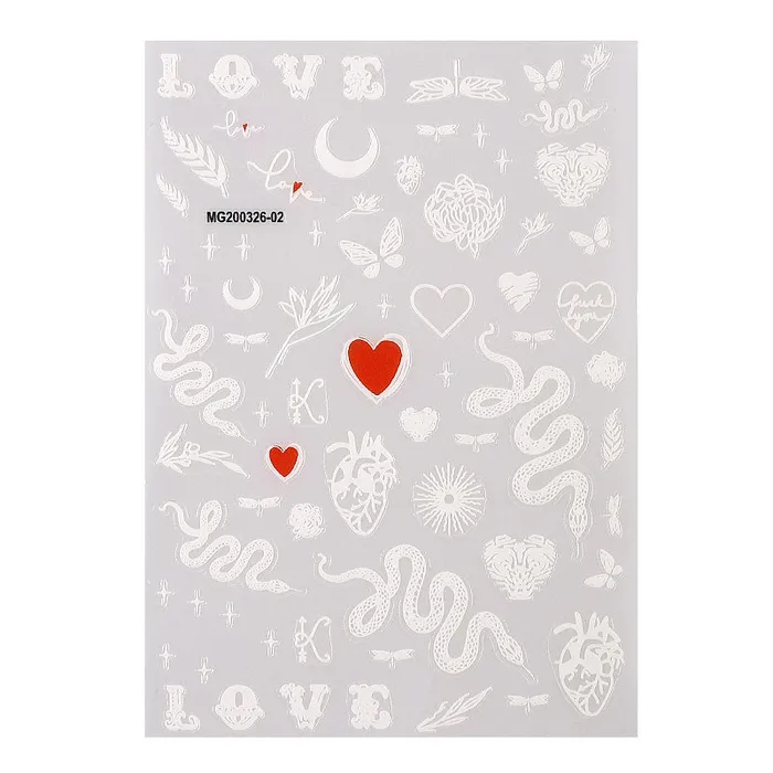 Rings NS59 White Snake Nail Stickers Ashley