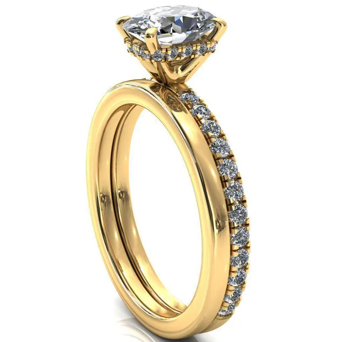 Rings Sicili Oval Center Stone 4 Prong 34 Micro Pave Diamond Engagement Ring Fire Brilliance 