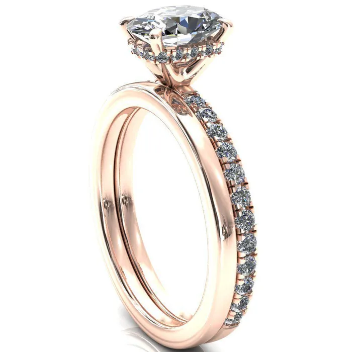 Rings Sicili Oval Center Stone 4 Prong 34 Micro Pave Diamond Engagement Ring Fire Brilliance 