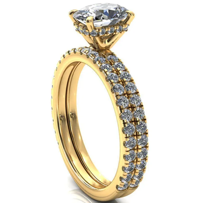 Rings Sicili Oval Center Stone 4 Prong 34 Micro Pave Diamond Engagement Ring Fire Brilliance 