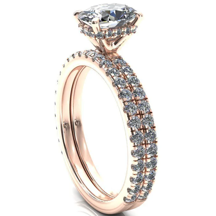 Rings Sicili Oval Center Stone 4 Prong 34 Micro Pave Diamond Engagement Ring Fire Brilliance 