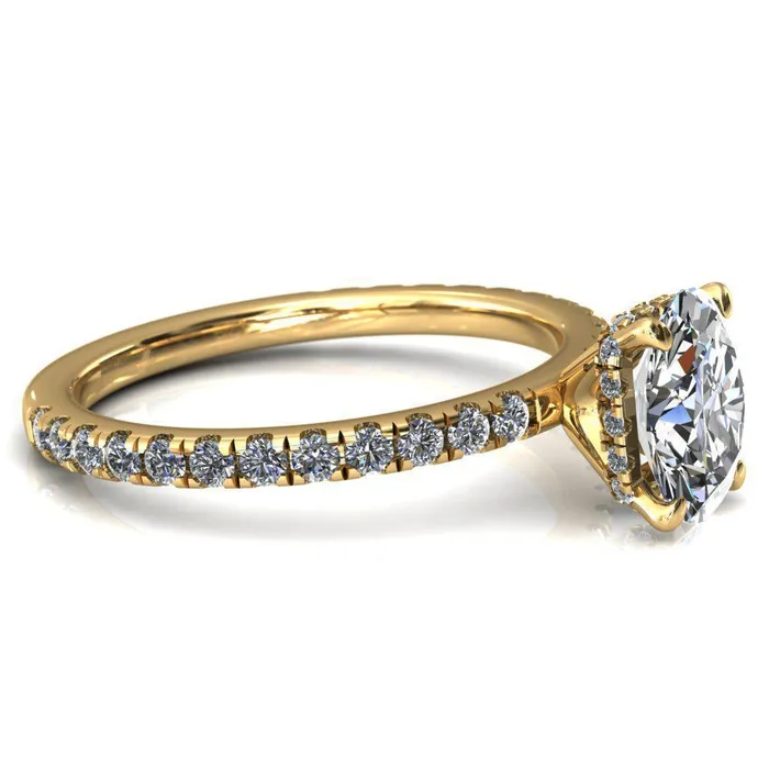 Rings Sicili Oval Center Stone 4 Prong 34 Micro Pave Diamond Engagement Ring Fire Brilliance 