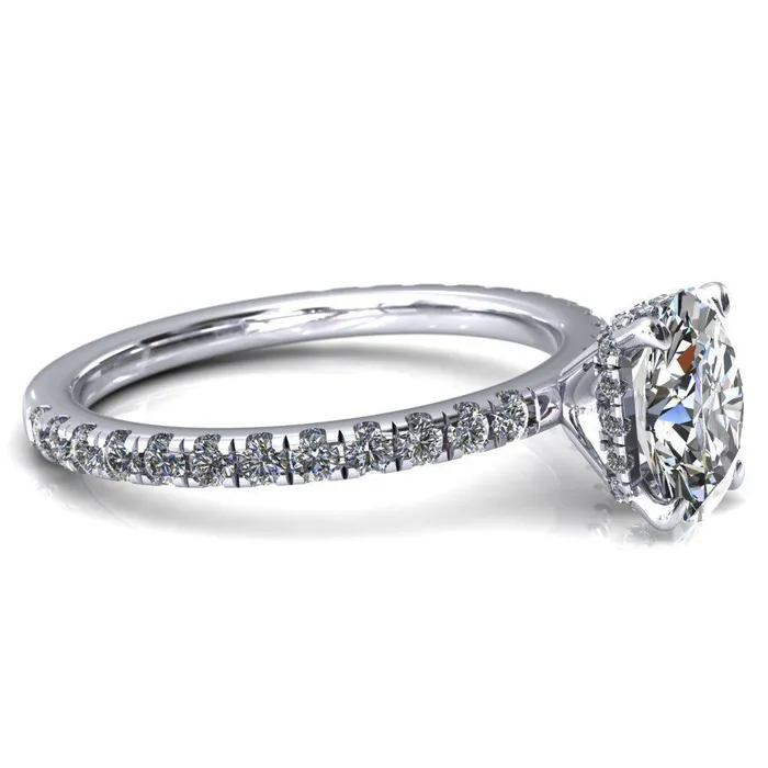 Rings Sicili Oval Center Stone 4 Prong 34 Micro Pave Diamond Engagement Ring Fire Brilliance 