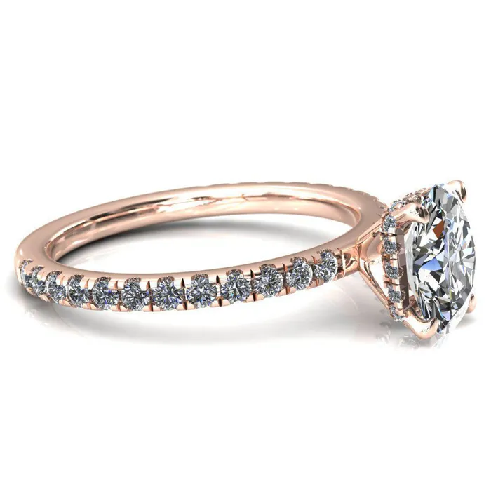 Rings Sicili Oval Center Stone 4 Prong 34 Micro Pave Diamond Engagement Ring Fire Brilliance 
