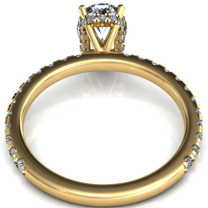 Rings Sicili Oval Center Stone 4 Prong 34 Micro Pave Diamond Engagement Ring Fire Brilliance 