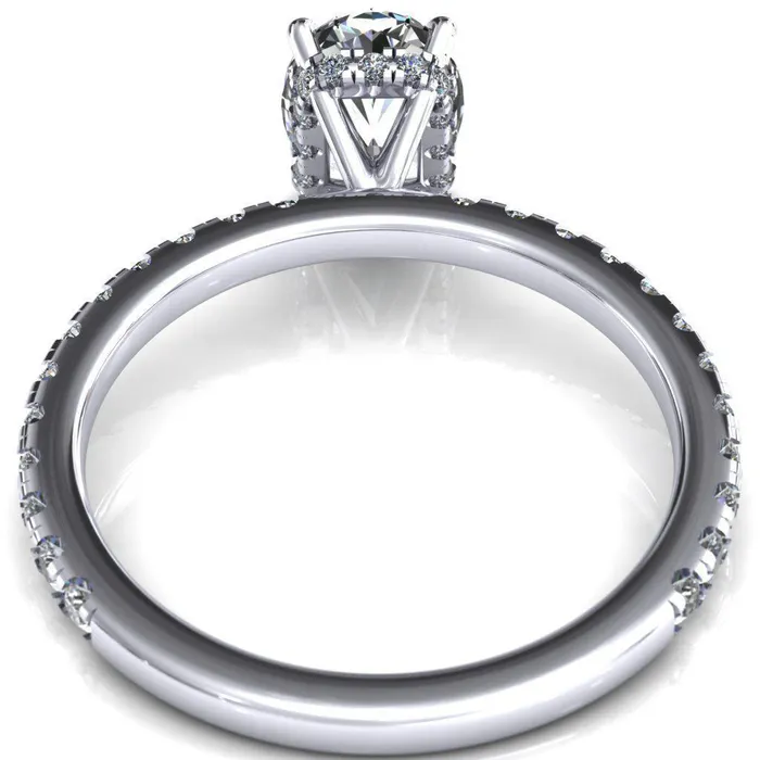 Rings Sicili Oval Center Stone 4 Prong 34 Micro Pave Diamond Engagement Ring Fire Brilliance 