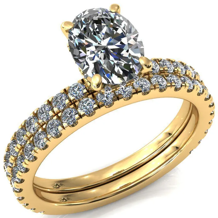 Rings Sicili Oval Center Stone 4 Prong 34 Micro Pave Diamond Engagement Ring Fire Brilliance 