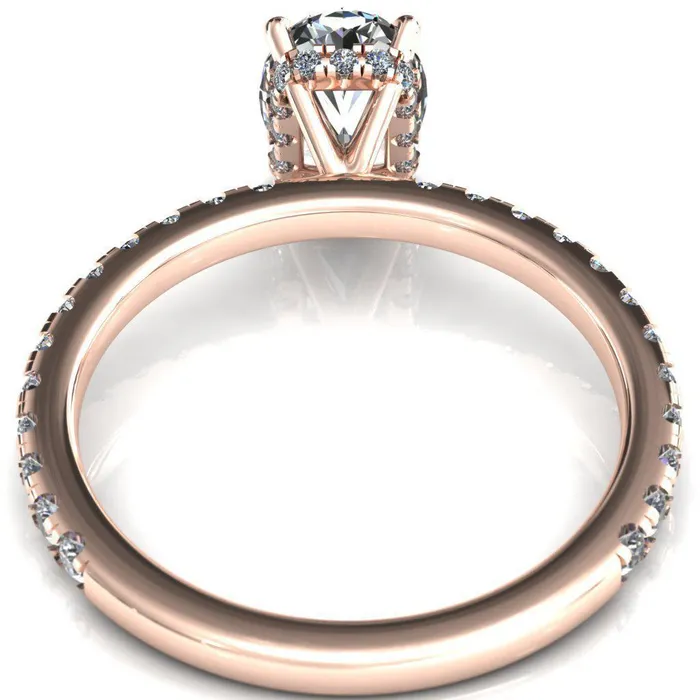 Rings Sicili Oval Center Stone 4 Prong 34 Micro Pave Diamond Engagement Ring Fire Brilliance 