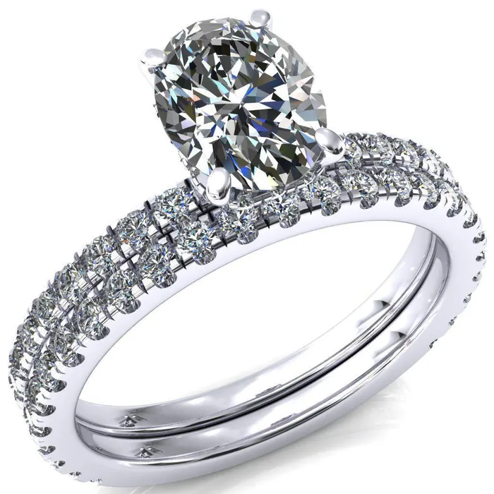 Rings Sicili Oval Center Stone 4 Prong 34 Micro Pave Diamond Engagement Ring Fire Brilliance 