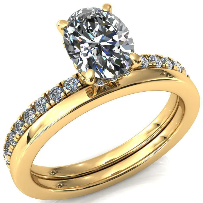 Rings Sicili Oval Center Stone 4 Prong 34 Micro Pave Diamond Engagement Ring Fire Brilliance 