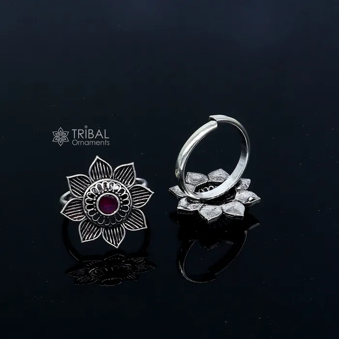 Rings TRIBAL ORNAMENTS 925 sterling silver adjustable size toe ring band red stone tribal belly dance ethnic cultural jewelry from india ntr110 Rings TRIBAL ORNAMENTS 925 sterling silver adjustable size toe ring band red stone tribal belly dance ethnic cultural jewelry from india ntr110