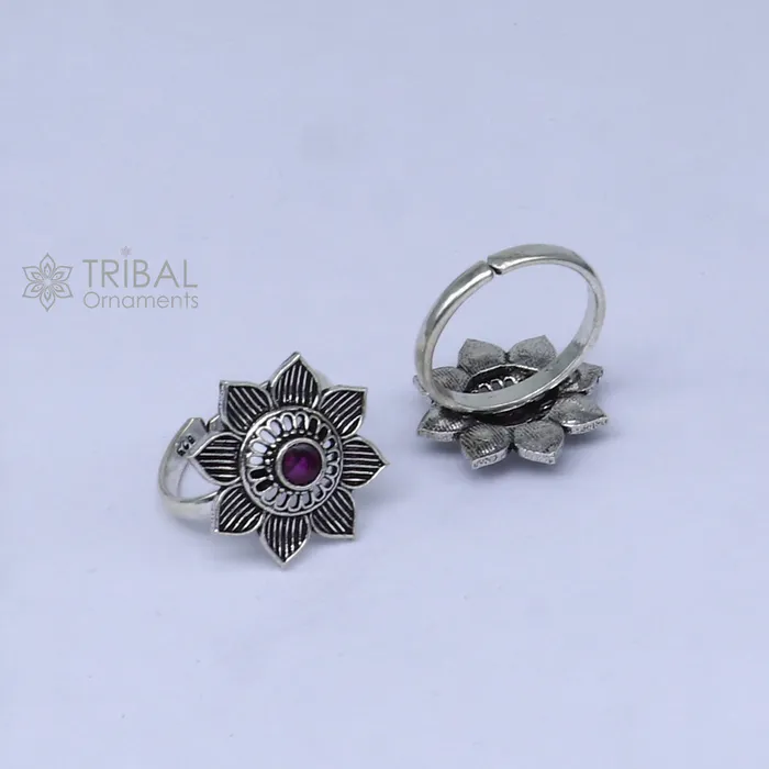 Rings TRIBAL ORNAMENTS 925 sterling silver adjustable size toe ring band red stone tribal belly dance ethnic cultural jewelry from india ntr110 Rings TRIBAL ORNAMENTS 925 sterling silver adjustable size toe ring band red stone tribal belly dance ethnic cultural jewelry from india ntr110