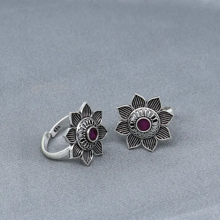 Rings TRIBAL ORNAMENTS 925 sterling silver adjustable size toe ring band red stone tribal belly dance ethnic cultural jewelry from india ntr110 Rings TRIBAL ORNAMENTS 925 sterling silver adjustable size toe ring band red stone tribal belly dance ethnic cultural jewelry from india ntr110