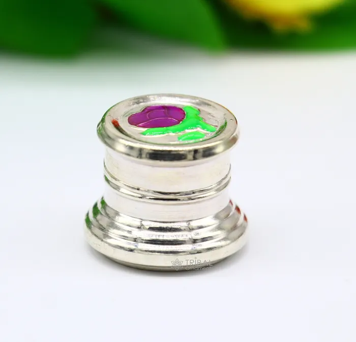 Rings TRIBAL ORNAMENTS 999 pure silver trinket box kajal box brides round shape box flower design box container tobacco box eyeliner Sindur box gifting stb809