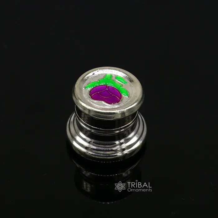 Rings TRIBAL ORNAMENTS 999 pure silver trinket box kajal box brides round shape box flower design box container tobacco box eyeliner Sindur box gifting stb809