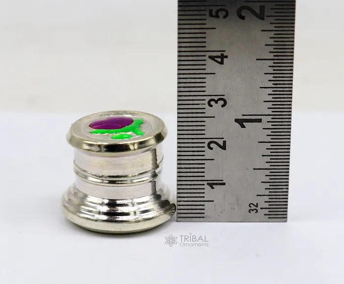 Rings TRIBAL ORNAMENTS 999 pure silver trinket box kajal box brides round shape box flower design box container tobacco box eyeliner Sindur box gifting stb809