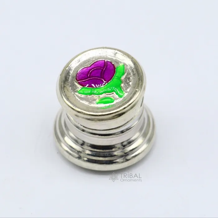 Rings TRIBAL ORNAMENTS 999 pure silver trinket box kajal box brides round shape box flower design box container tobacco box eyeliner Sindur box gifting stb809