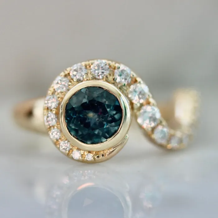 Rokosz Starry Night Blue Round Cut Montana Sapphire Ring Rings