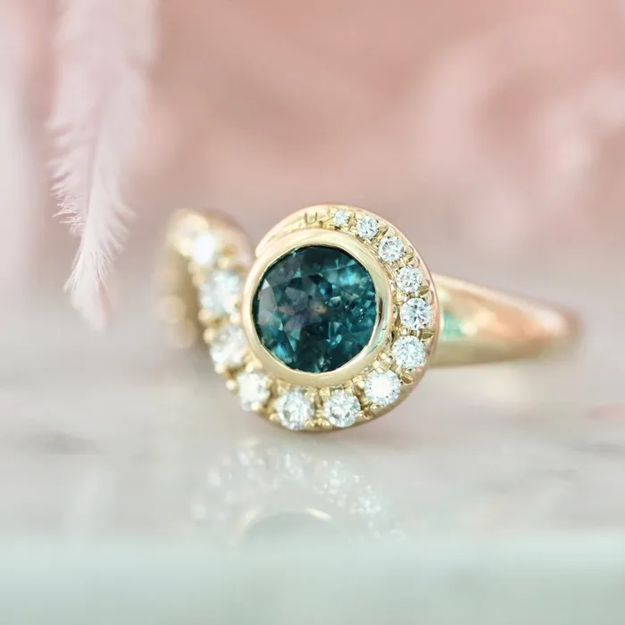 Rokosz Starry Night Blue Round Cut Montana Sapphire Ring Rings