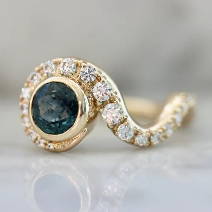 Rokosz Starry Night Blue Round Cut Montana Sapphire Ring Rings