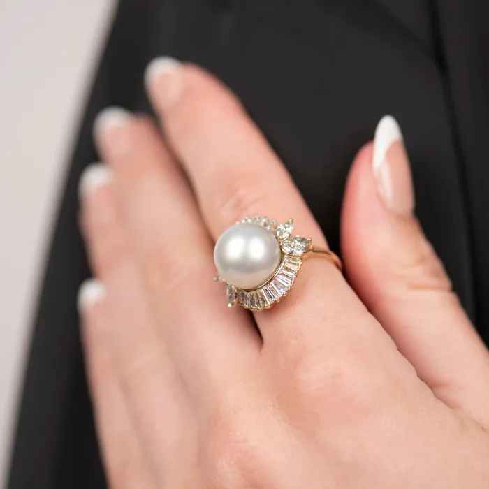 STORE 5a Rings Preowned Pearl and Diamond Ring