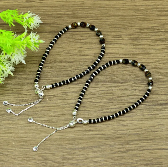 Stylish 925 sterling silver beaded with black onyx stone handmade charm adjustable bracelet Nazariya charm jewelry for girls sbr182 TRIBAL ORNAMENTS Bracelets Stylish 925 sterling silver beaded with black onyx stone handmade charm adjustable bracelet Nazariya charm jewelry for girls sbr182 TRIBAL ORNAMENTS Bracelets