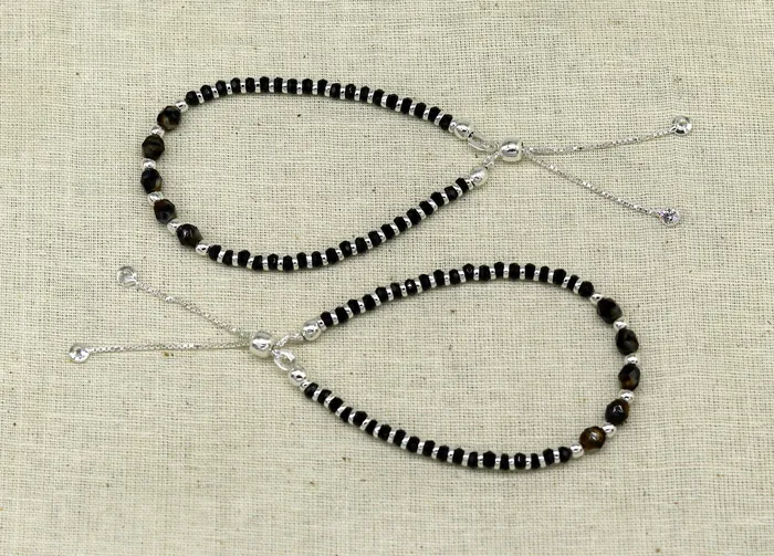 Stylish 925 sterling silver beaded with black onyx stone handmade charm adjustable bracelet Nazariya charm jewelry for girls sbr182 TRIBAL ORNAMENTS Bracelets Stylish 925 sterling silver beaded with black onyx stone handmade charm adjustable bracelet Nazariya charm jewelry for girls sbr182 TRIBAL ORNAMENTS Bracelets