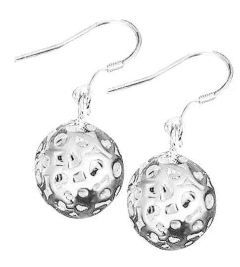 susan Earrings E337 Silver Round Cage with Gem Earrings