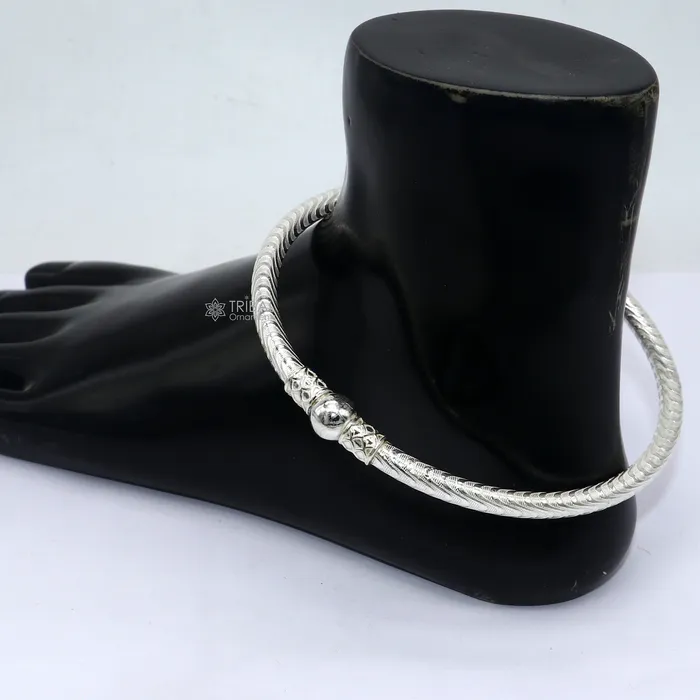 TRIBAL ORNAMENTS 925 Sterling silver Handmade plain design indian traditional womens customized foot kada ankle kada bracelet tribal jewelry nsfk113 Bracelets TRIBAL ORNAMENTS 925 Sterling silver Handmade plain design indian traditional womens customized foot kada ankle kada bracelet tribal jewelry nsfk113 Bracelets