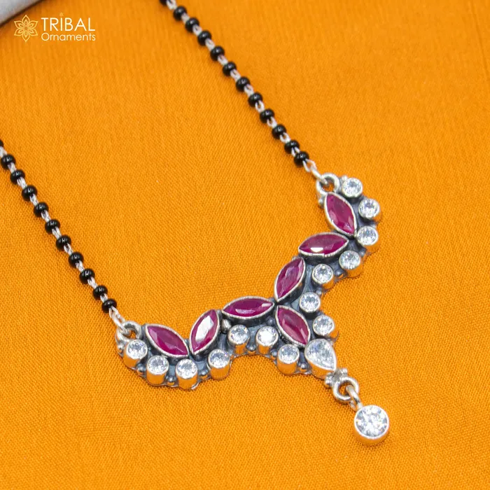 TRIBAL ORNAMENTS Necklaces 925 sterling silver black beads and red cut stone mangal sutra necklace brides Mangalsutra chunky necklace ms82 TRIBAL ORNAMENTS Necklaces 925 sterling silver black beads and red cut stone mangal sutra necklace brides Mangalsutra chunky necklace ms82