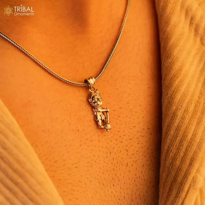 TRIBAL ORNAMENTS Necklaces Pure 925 sterling silver handmade Hindu god Lord Bal Hanuman pendant amazing designer fabulous pendant unisex gifting jewelry ssp883