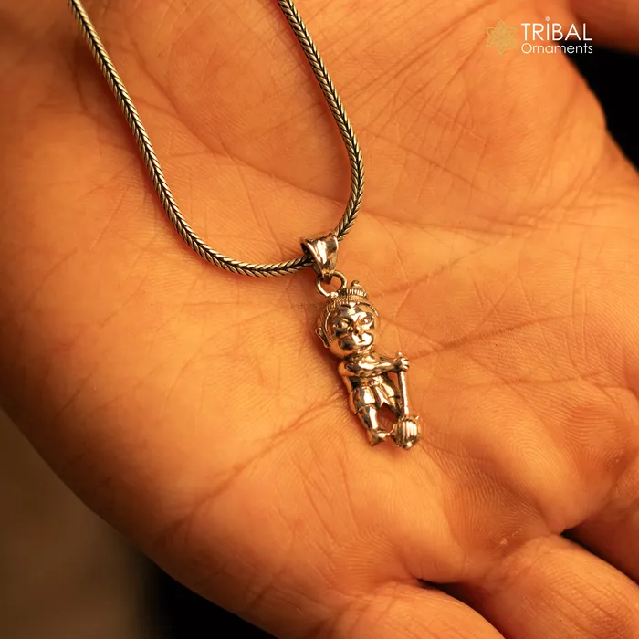 TRIBAL ORNAMENTS Necklaces Pure 925 sterling silver handmade Hindu god Lord Bal Hanuman pendant amazing designer fabulous pendant unisex gifting jewelry ssp883
