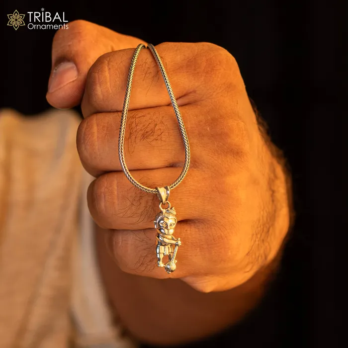 TRIBAL ORNAMENTS Necklaces Pure 925 sterling silver handmade Hindu god Lord Bal Hanuman pendant amazing designer fabulous pendant unisex gifting jewelry ssp883
