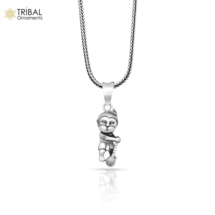 TRIBAL ORNAMENTS Necklaces Pure 925 sterling silver handmade Hindu god Lord Bal Hanuman pendant amazing designer fabulous pendant unisex gifting jewelry ssp883