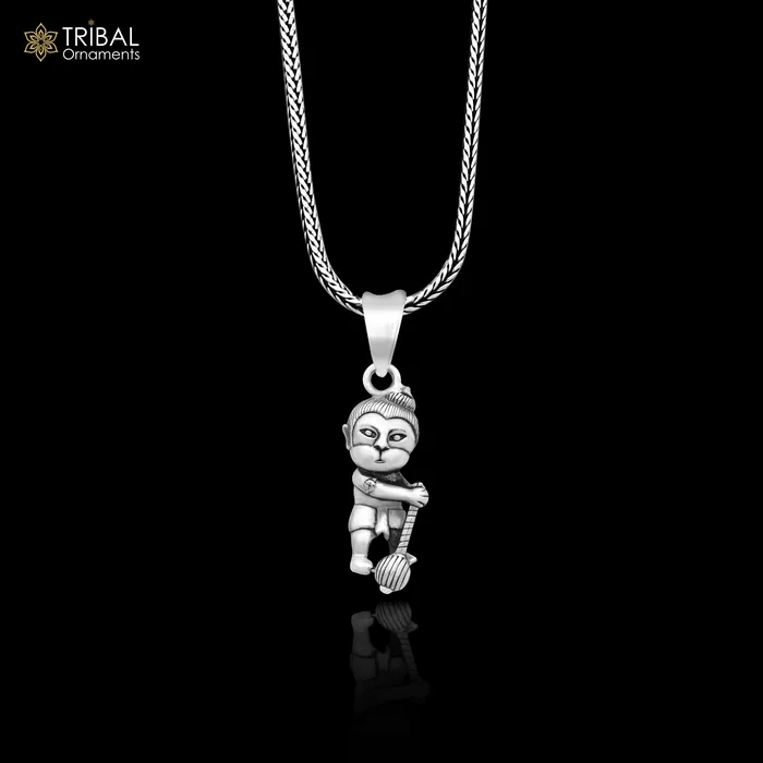 TRIBAL ORNAMENTS Necklaces Pure 925 sterling silver handmade Hindu god Lord Bal Hanuman pendant amazing designer fabulous pendant unisex gifting jewelry ssp883