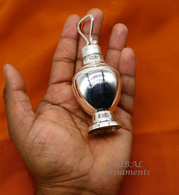 TRIBAL ORNAMENTS Rings 925 sterling silver handmade plain design Gangjali Silver Gangajal Patra best silver water pot kalash puja utensils Diwali special su991