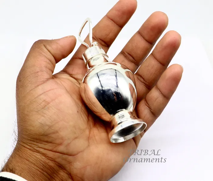 TRIBAL ORNAMENTS Rings 925 sterling silver handmade plain design Gangjali Silver Gangajal Patra best silver water pot kalash puja utensils Diwali special su991