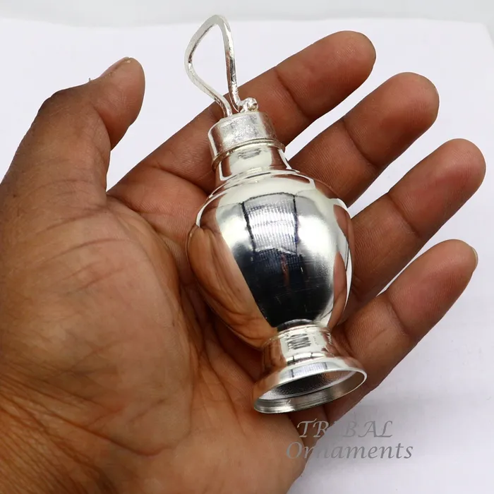 TRIBAL ORNAMENTS Rings 925 sterling silver handmade plain design Gangjali Silver Gangajal Patra best silver water pot kalash puja utensils Diwali special su991