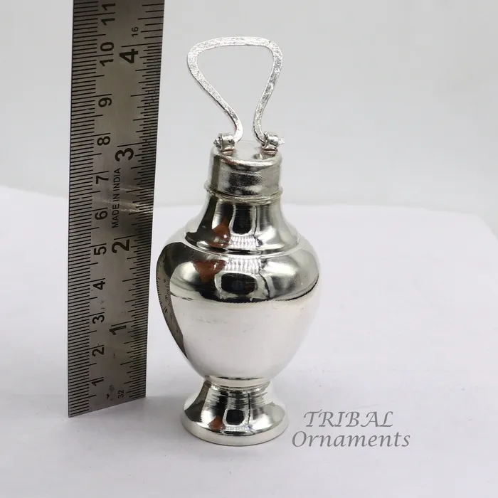 TRIBAL ORNAMENTS Rings 925 sterling silver handmade plain design Gangjali Silver Gangajal Patra best silver water pot kalash puja utensils Diwali special su991