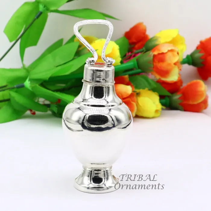 TRIBAL ORNAMENTS Rings 925 sterling silver handmade plain design Gangjali Silver Gangajal Patra best silver water pot kalash puja utensils Diwali special su991